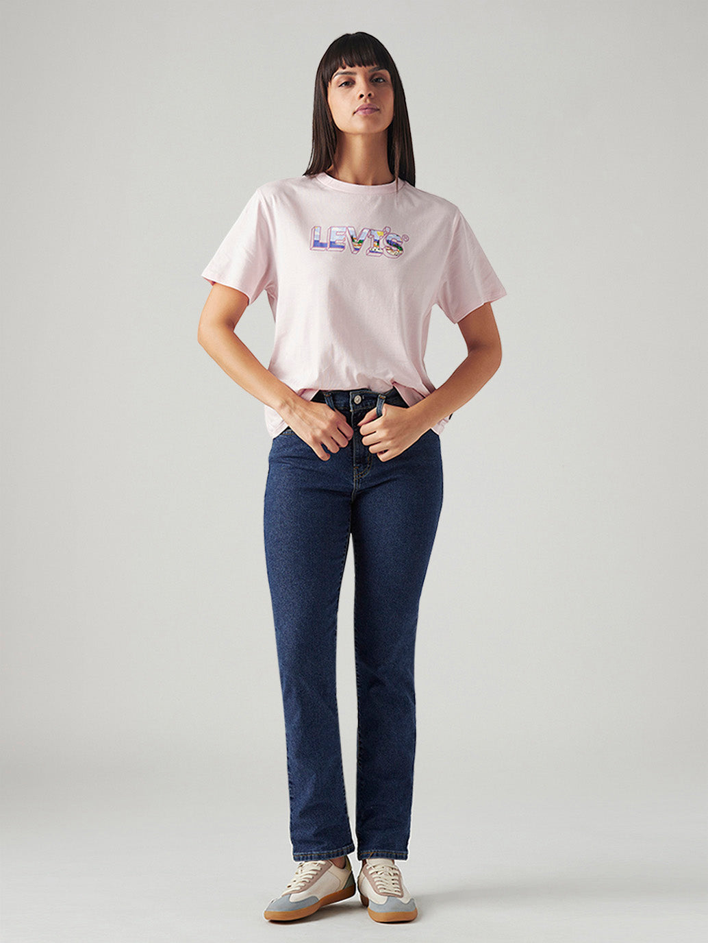 Women's 724 Med Indigo Slim Straight Fit High Rise Jeans