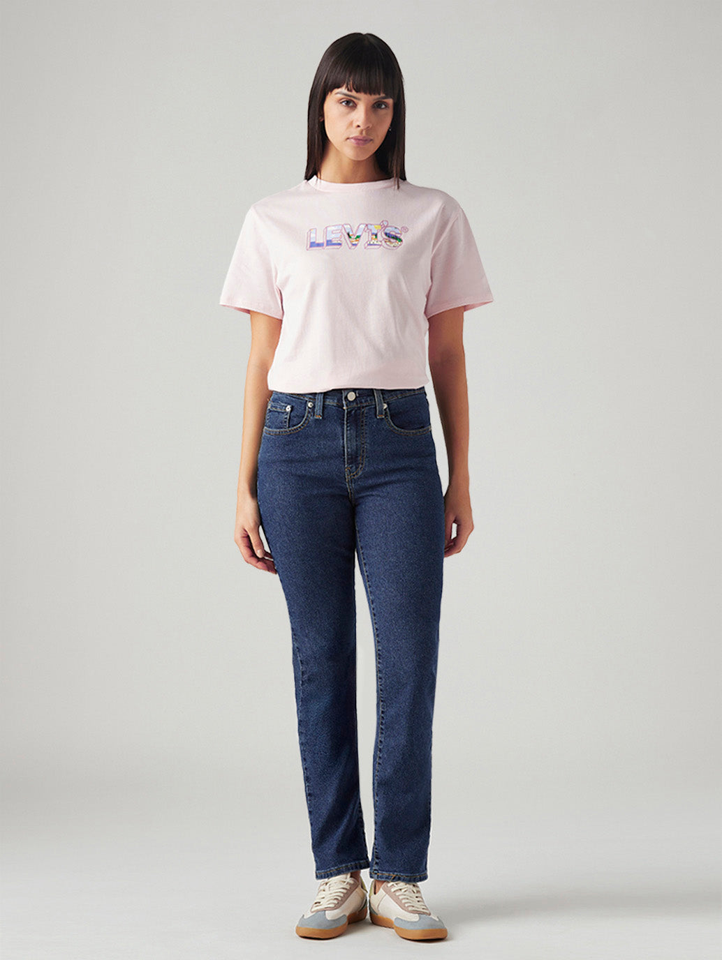 Women's 724 Med Indigo Slim Straight Fit High Rise Jeans - Front View