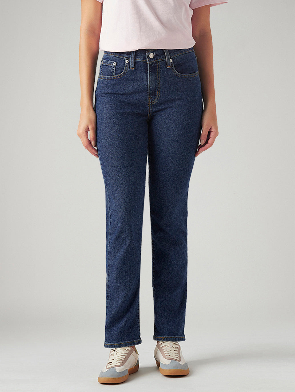Women's 724 Med Indigo Slim Straight Fit High Rise Jeans - Front View