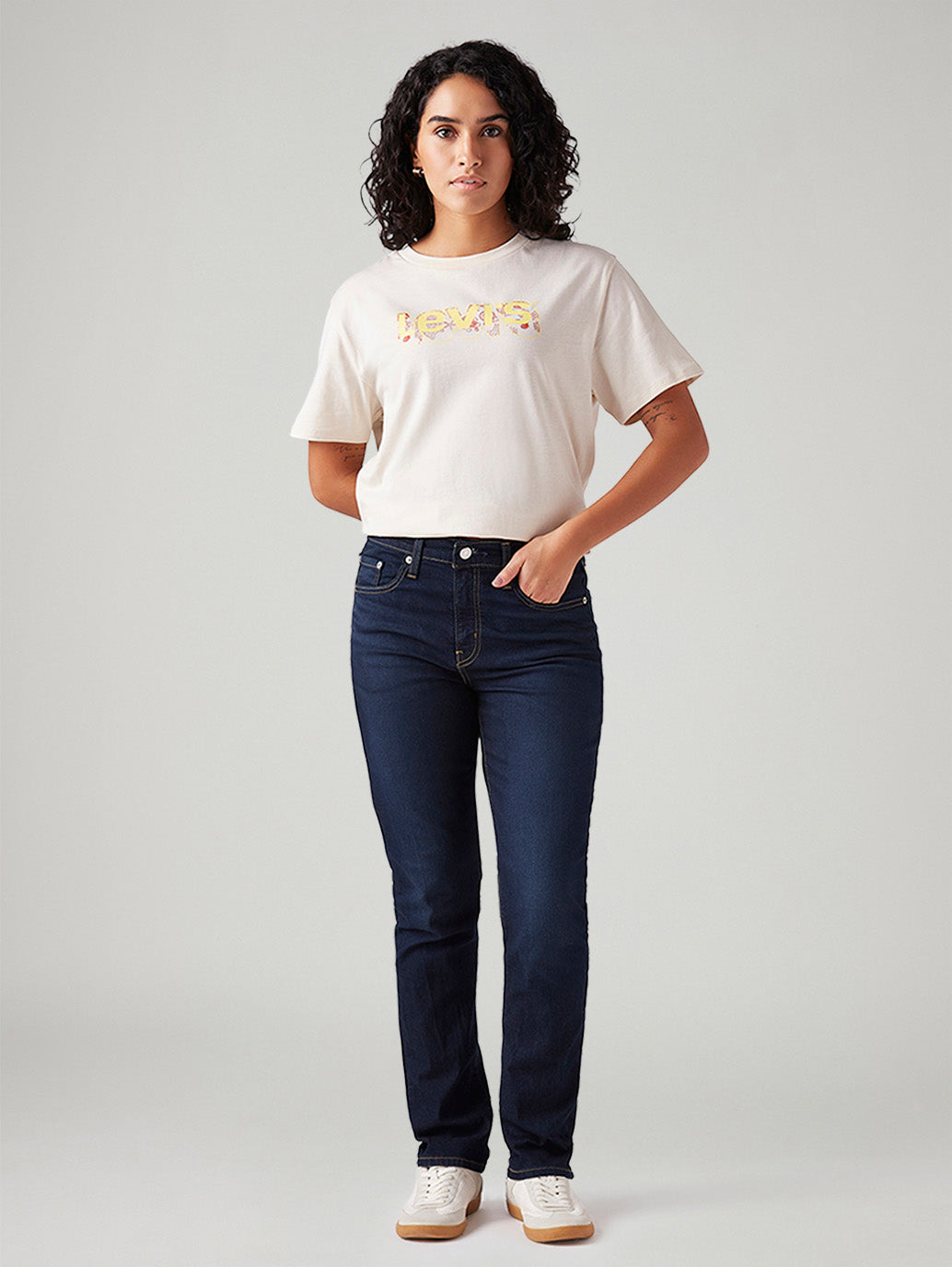 Women's 724 Dark Blue Slim Straight Fit High Rise Jeans - Front View