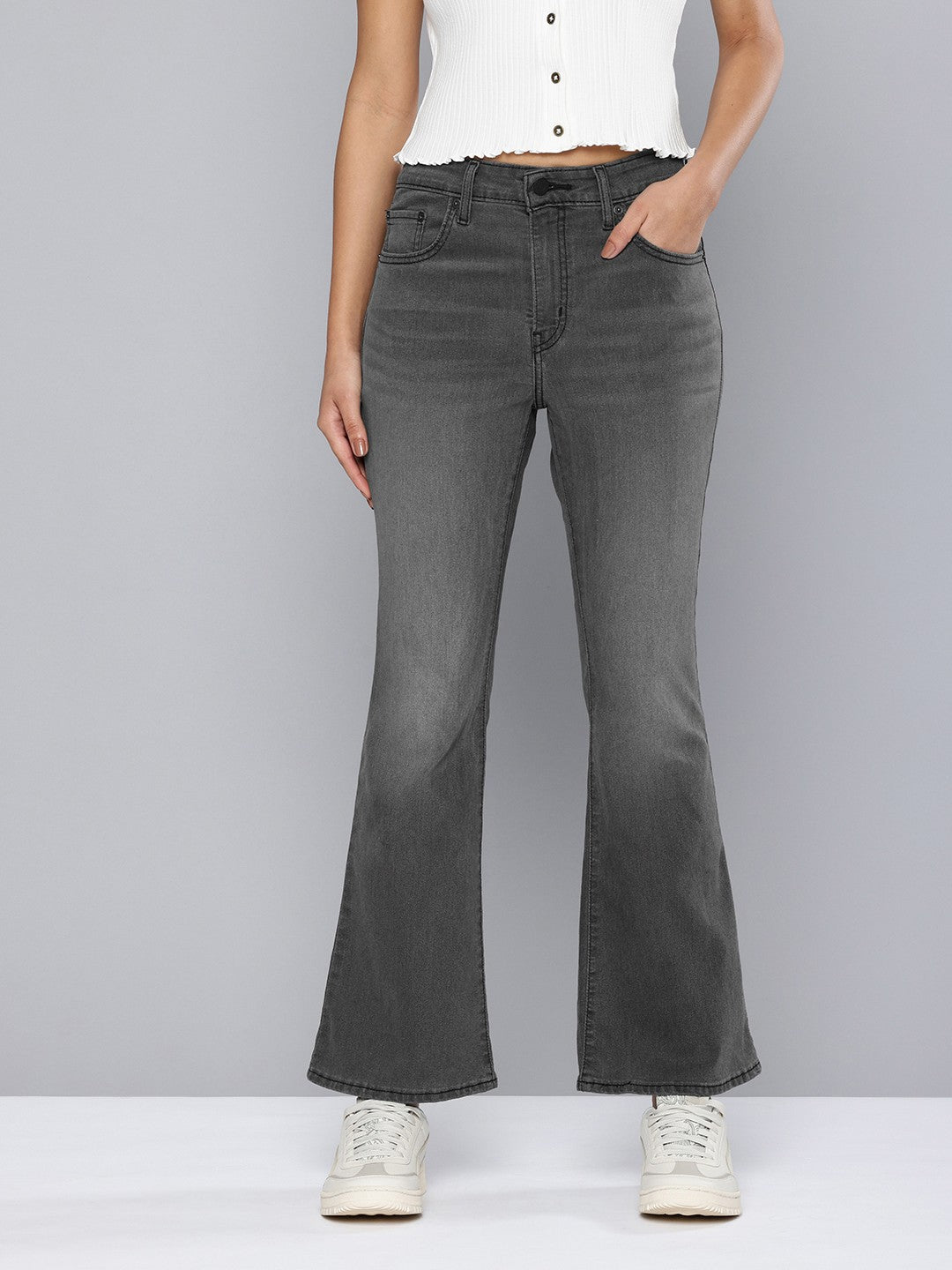 Women's 725 Grey Bootcut Fit High Rise Jeans - 1 View
