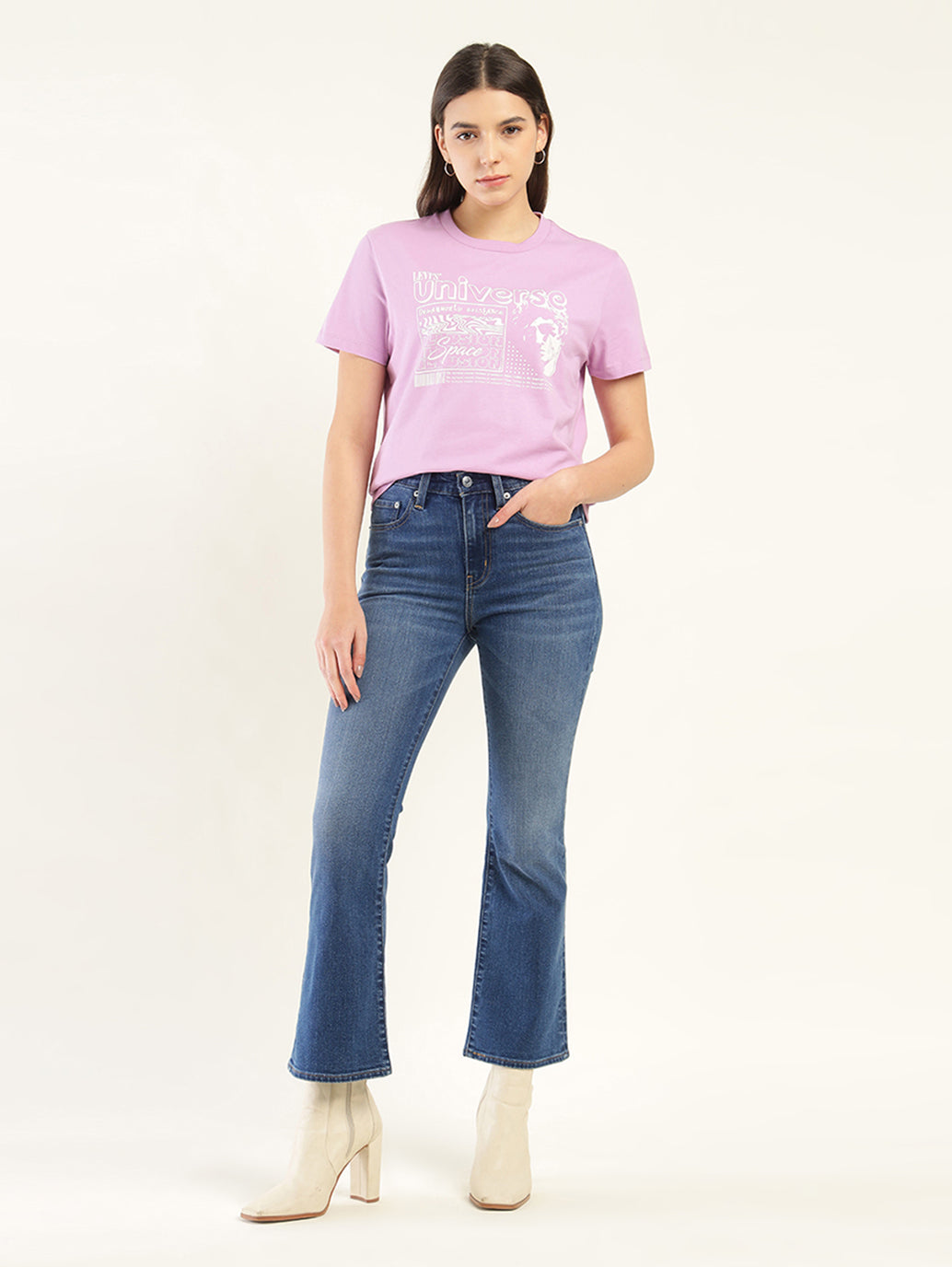 Women's 725 Blue Bootcut Fit High Rise Jeans - Front View