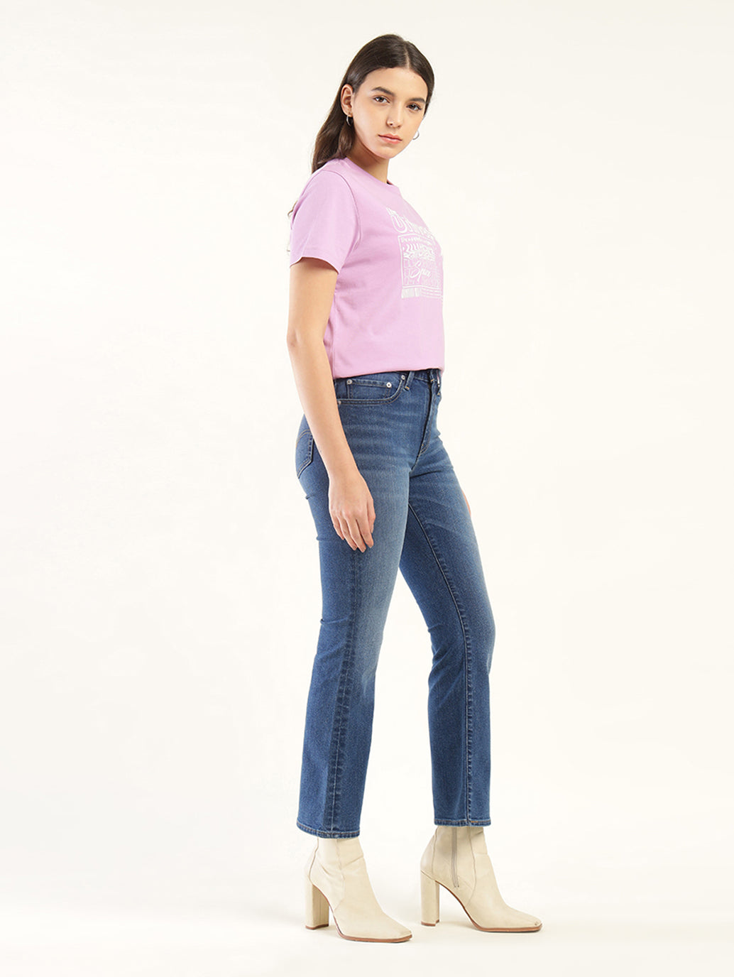 Women's 725 Blue Bootcut Fit High Rise Jeans - Side View
