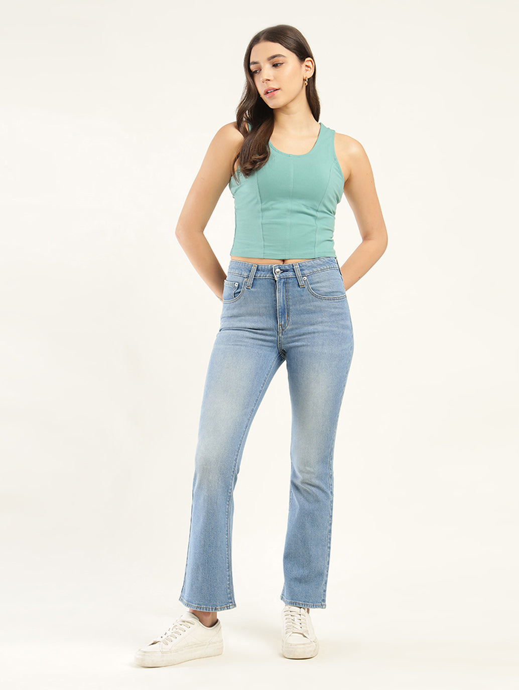 Women's 725 Blue Bootcut Fit High Rise Jeans - Front View