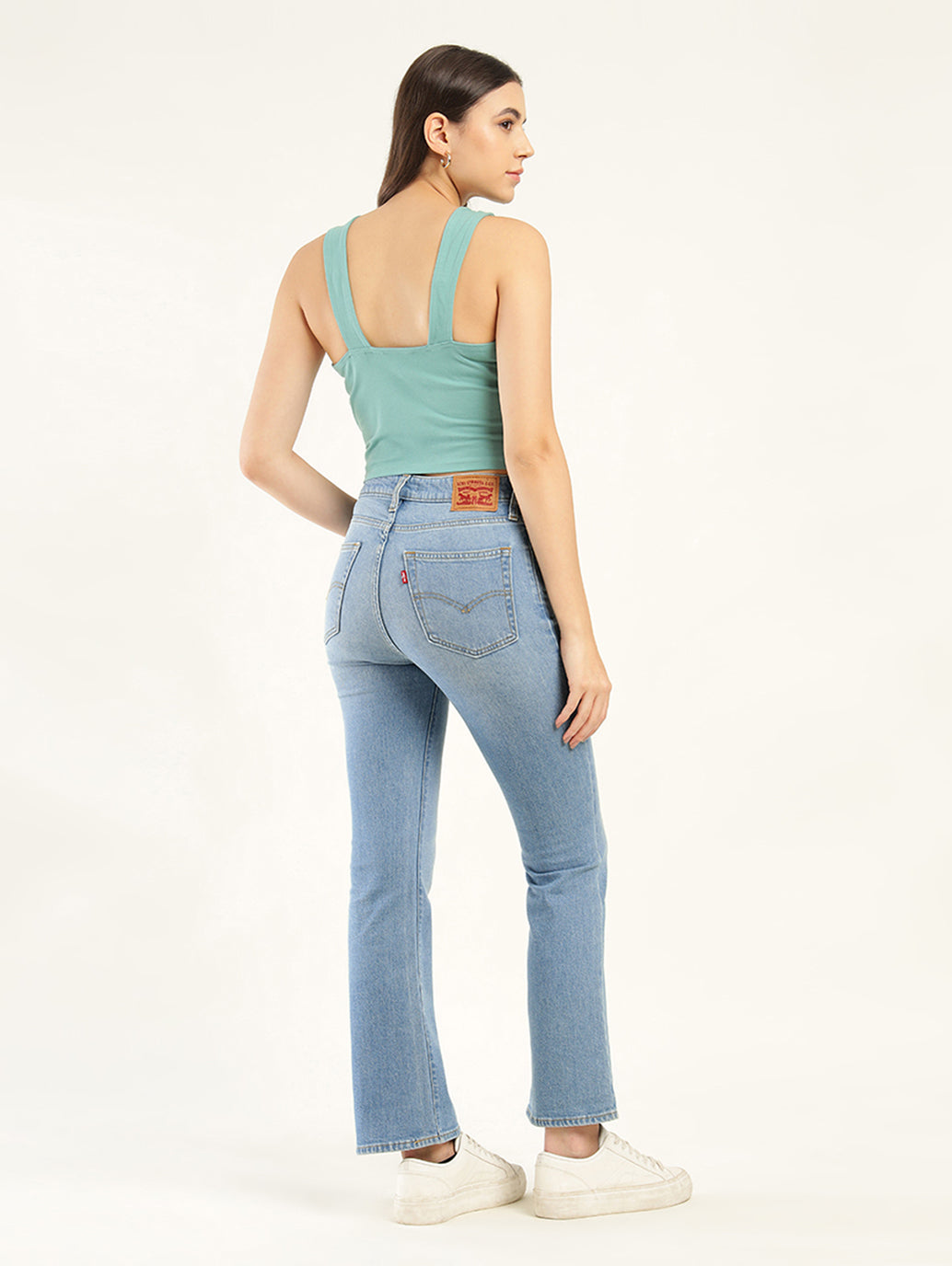 Women's 725 Blue Bootcut Fit High Rise Jeans - Back View