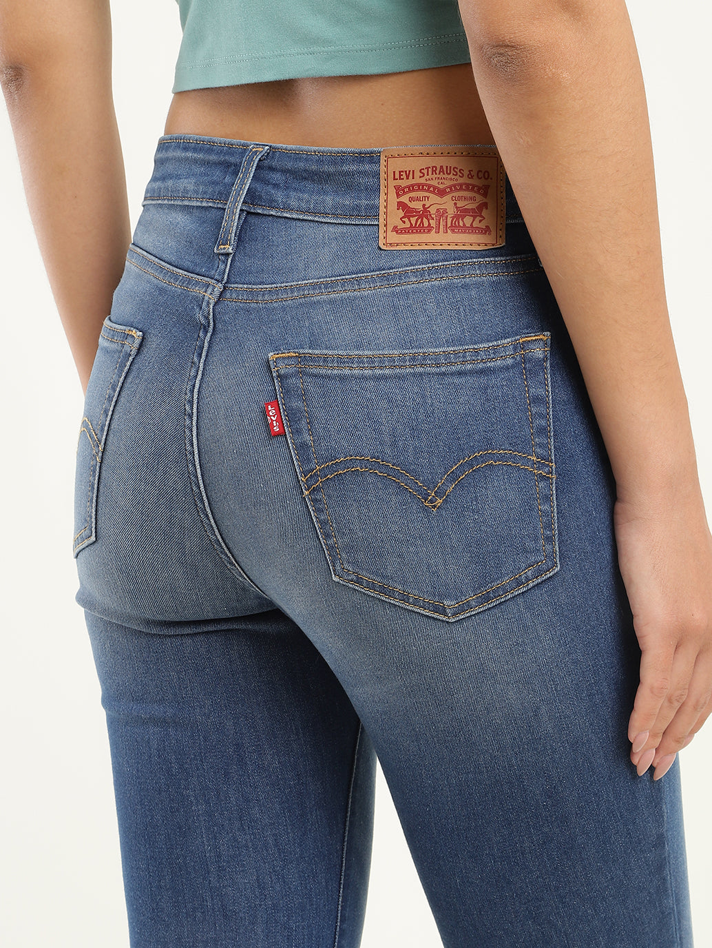 Women's 710 Blue Skinny Fit High Rise Jeans - Details View