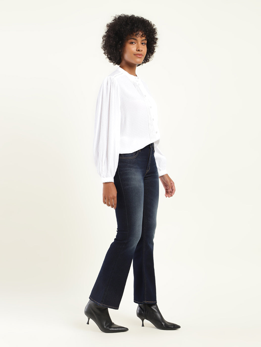 Women's 710 Blue Skinny Fit High Rise Jeans - Side View