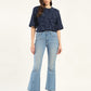 Women's 726 Blue Flared Fit High Rise Jeans - Front View