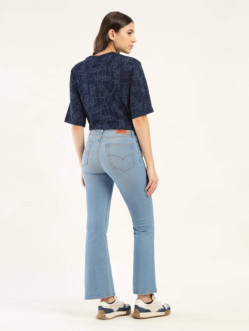 Women's 726 Blue Flared Fit High Rise Jeans - Back View