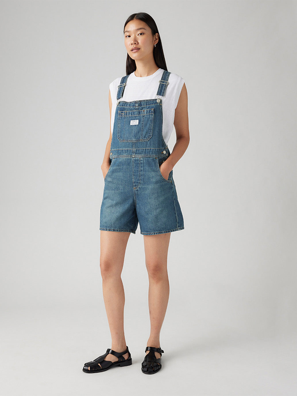 Women's Denim Utility Shortalls - Styleshot View