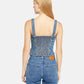 Women's Solid Square Neck Denim Top - Back View