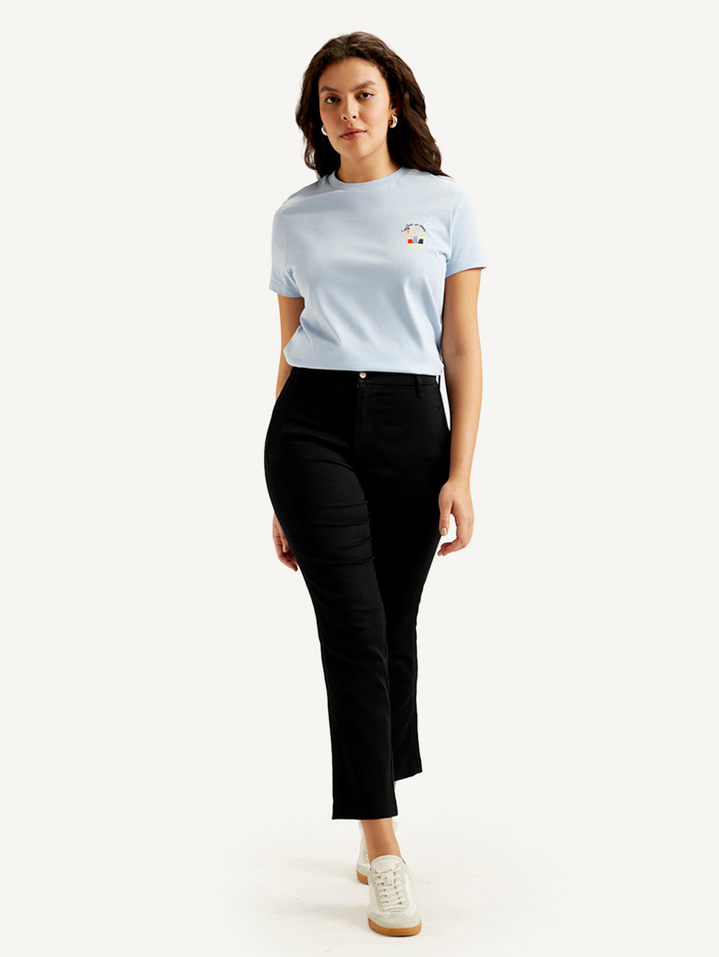 Women's Redloop Black Wedgie Straight Fit High Rise Jeans - Front View