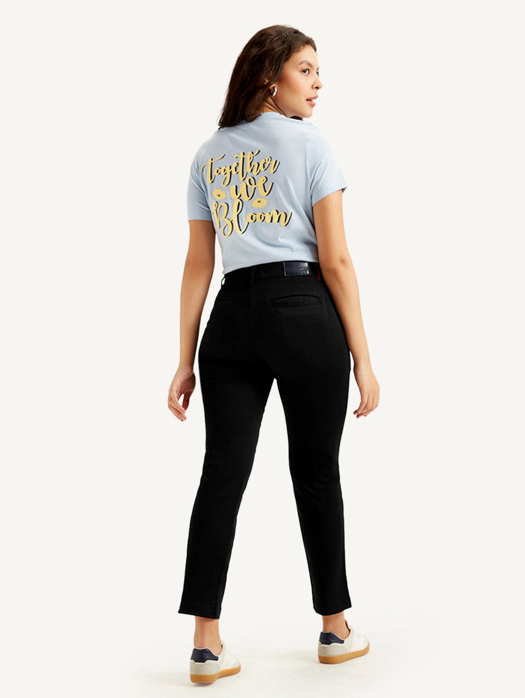 Women's Redloop Black Wedgie Straight Fit High Rise Jeans - Back View