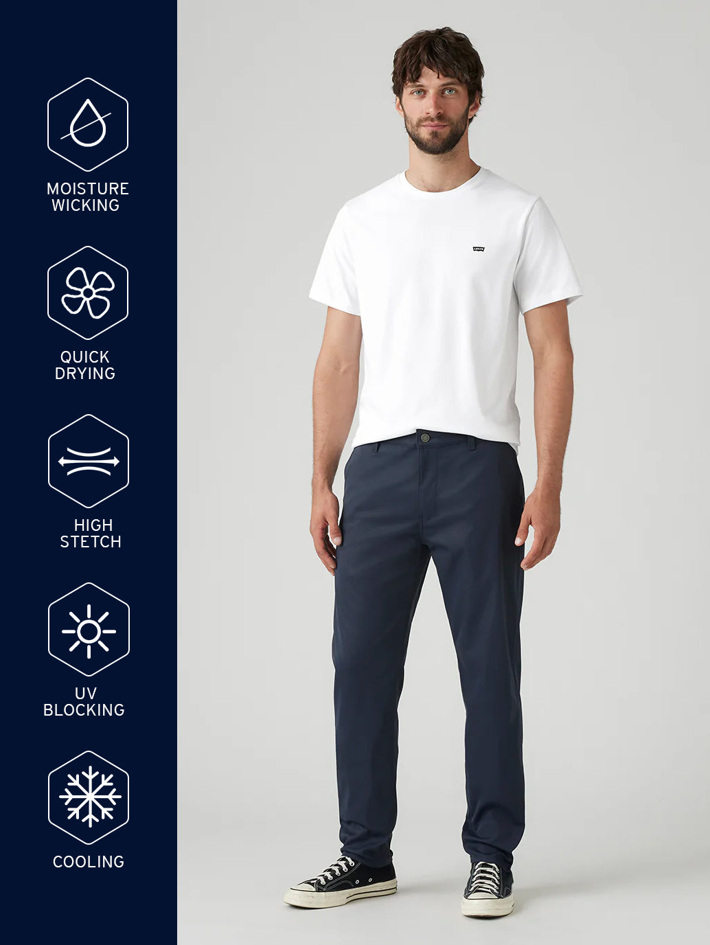 Men's Navy Regular Fit Tech Pant Chinos - 001k90005 View