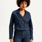 Women's Solid Indigo Denim Jacket - Front View