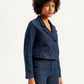 Women's Solid Indigo Denim Jacket - Side View