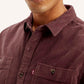 Men's Solid Slim Fit Corduroy Shirt - Detail View