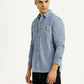 Men's Solid Light Blue Slim Fit Shirt - Side View