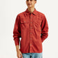 Men's Solid Overdyed Spread Collar Shirt - Front View