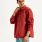 Men's Solid Overdyed Spread Collar Shirt - Side View