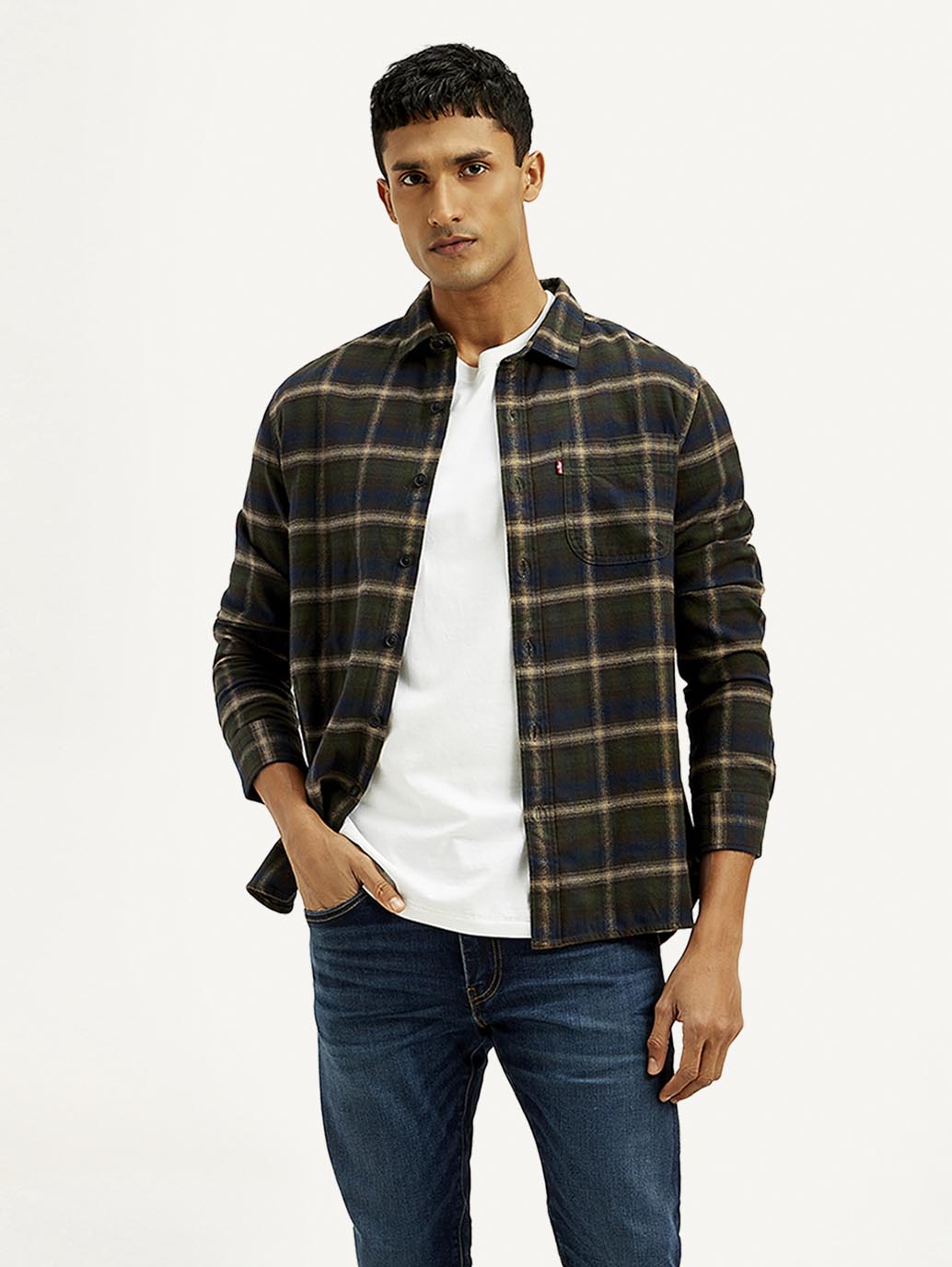Men's Checkered Relaxed Fit Flannel Shirt
