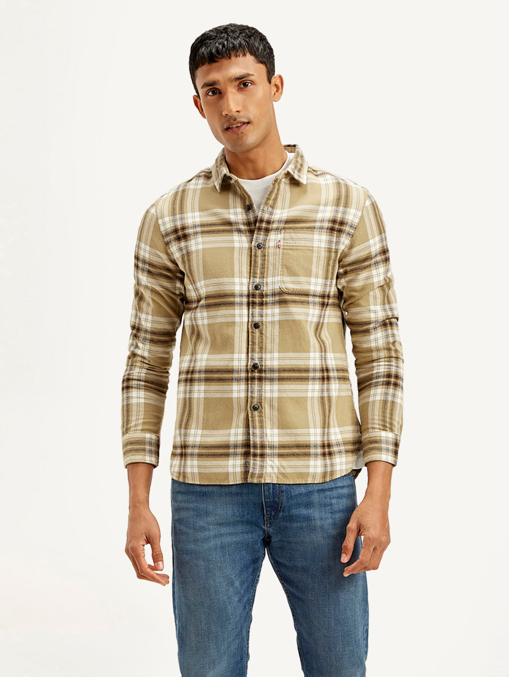 Men's Checkered Relaxed Fit Shirt - Front View