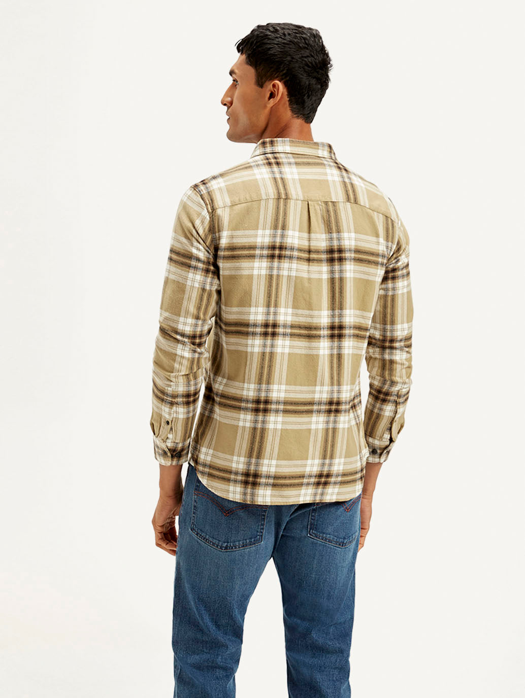 Men's Checkered Relaxed Fit Shirt - Back View