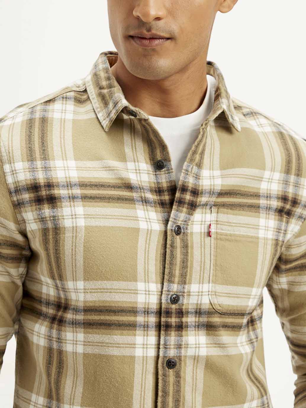 Men's Checkered Relaxed Fit Shirt - Detail View