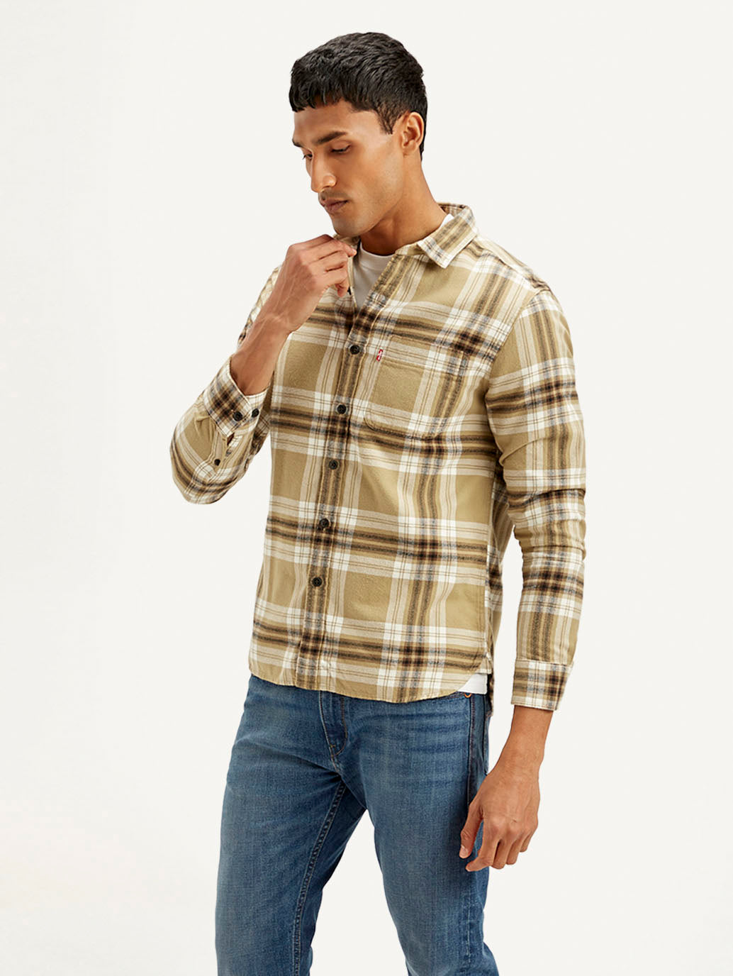 Men's Checkered Relaxed Fit Shirt - Side View