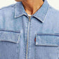Men's Solid Light Blue Denim Shacket - Detail View