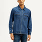 Men's Solid Relaxed Fit Zip Front Denim Shacket - Front View