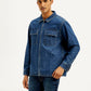 Men's Solid Relaxed Fit Zip Front Denim Shacket - Side View