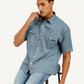 Men's Solid Relaxed Fit Utility Shirt - Styleshot View