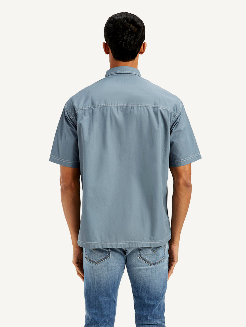 Men's Solid Relaxed Fit Utility Shirt - Back View