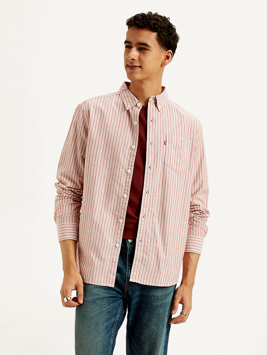 Men's Striped Slim Fit Oxford Shirt - Styleshot View