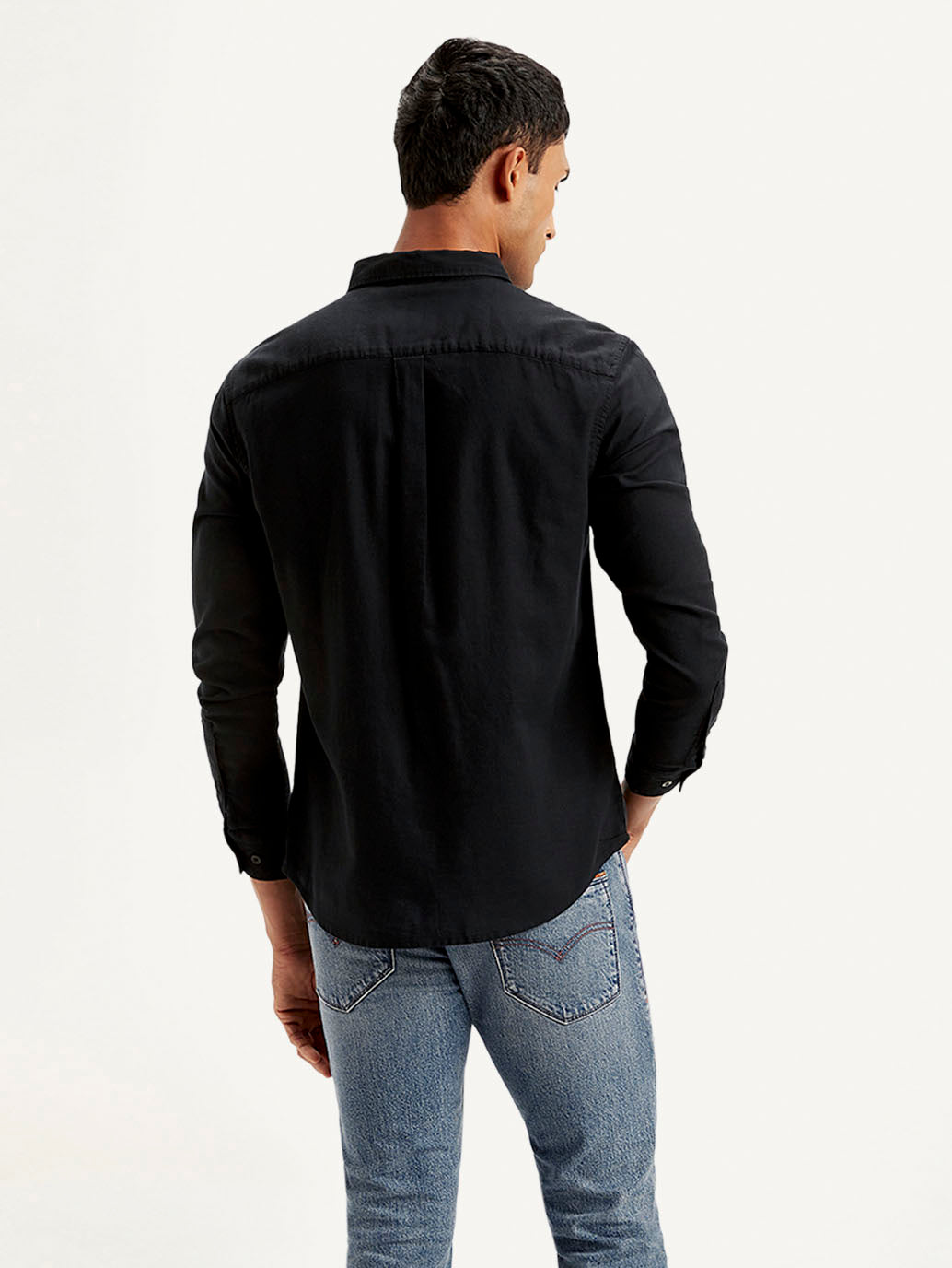 Men's Solid Slim Fit Shirt - Back View
