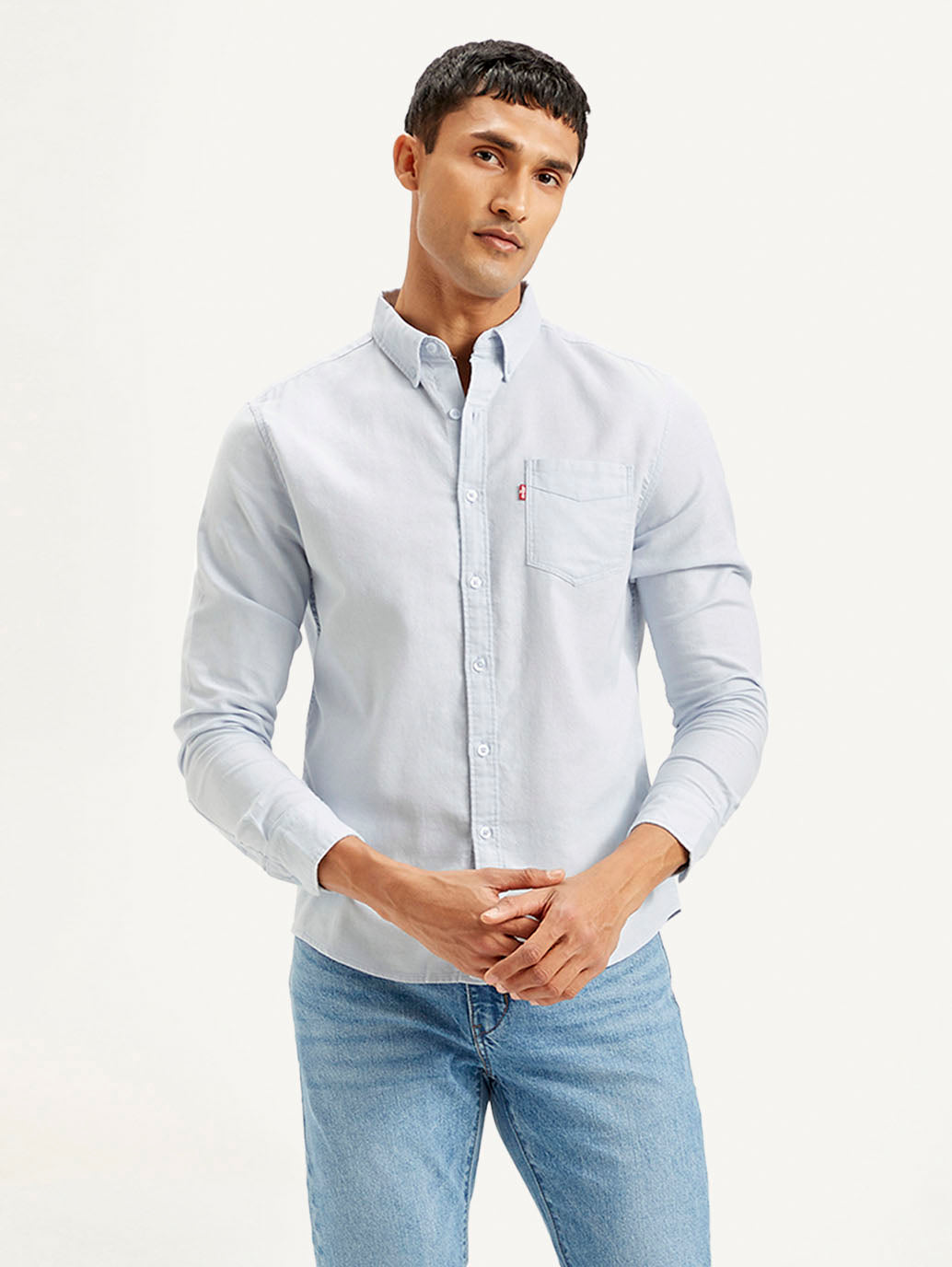 Men's Solid Slim Fit Shirt - Front View