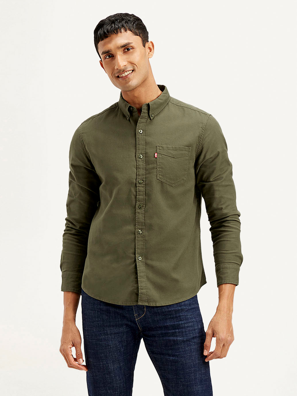 Men's Solid Slim Fit Shirt - Front View