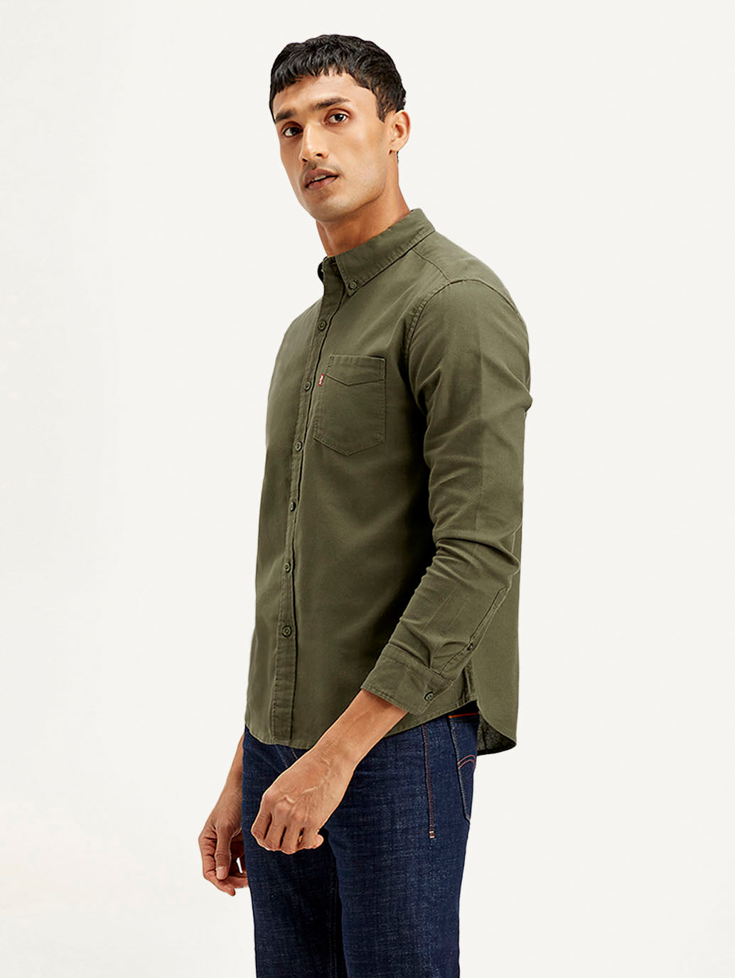 Men's Solid Slim Fit Shirt - Side View
