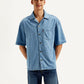 Men's Resort Collar Solid Oversized Shirt - Front View