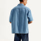 Men's Resort Collar Solid Oversized Shirt - Back View