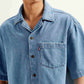 Men's Resort Collar Solid Oversized Shirt - Detail View