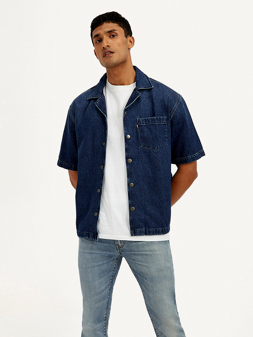 Men's Resort Collar Solid Oversized Shirt