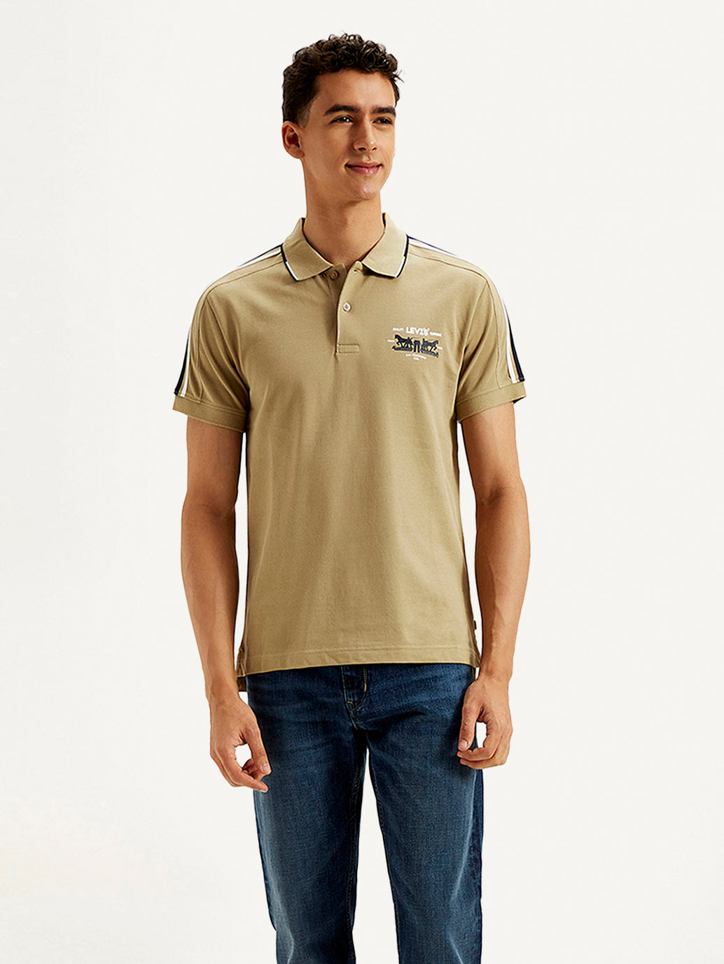 Men's Solid Slim Fit Polo T-shirt - Front View