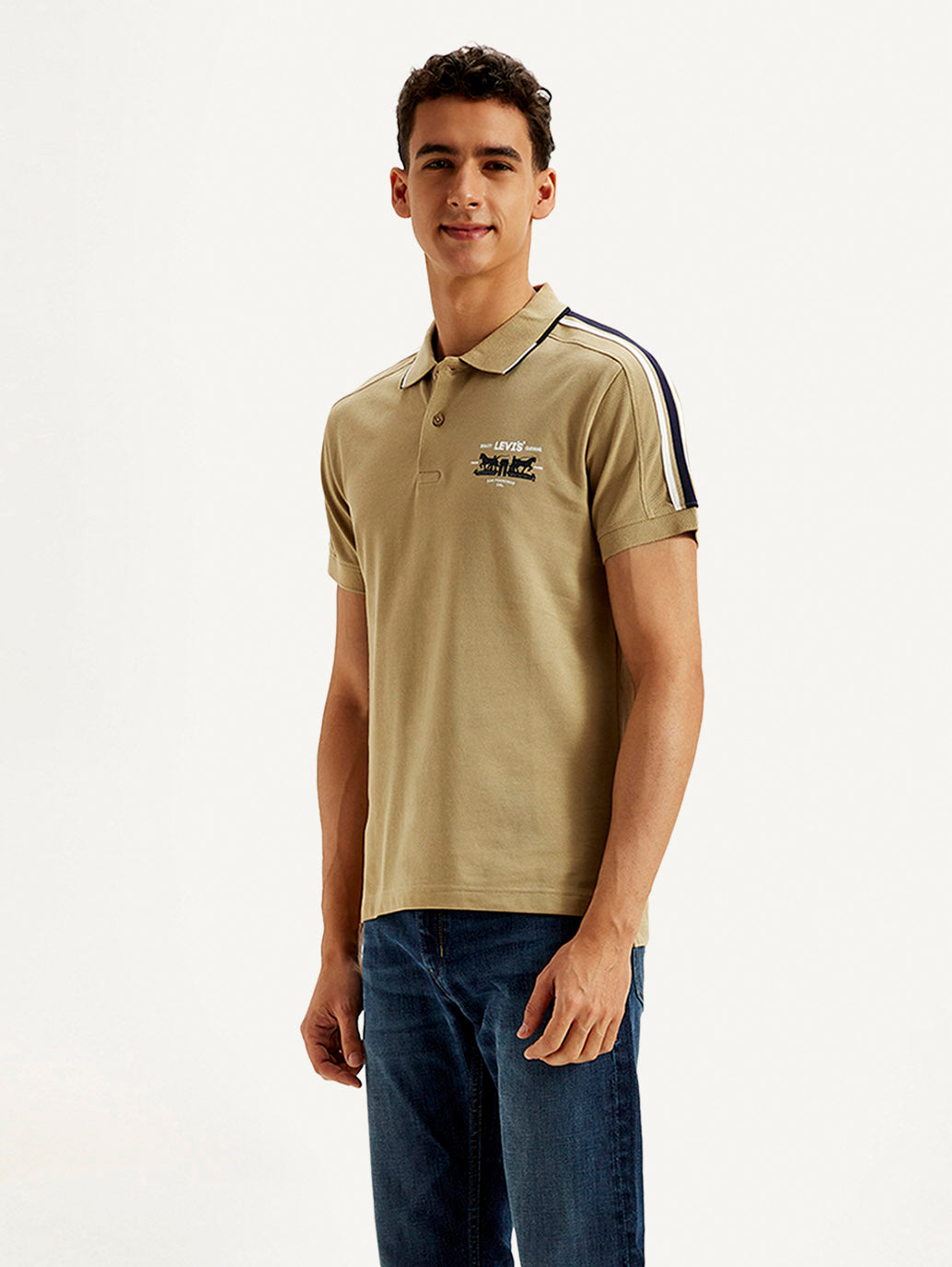 Men's Solid Slim Fit Polo T-shirt - Side View