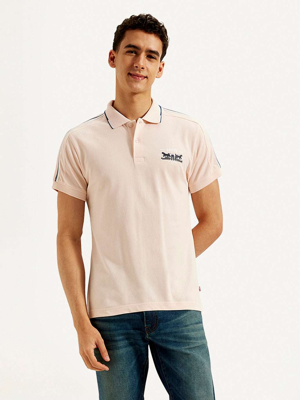 Men's Solid Slim Fit Polo T-shirt - Front View