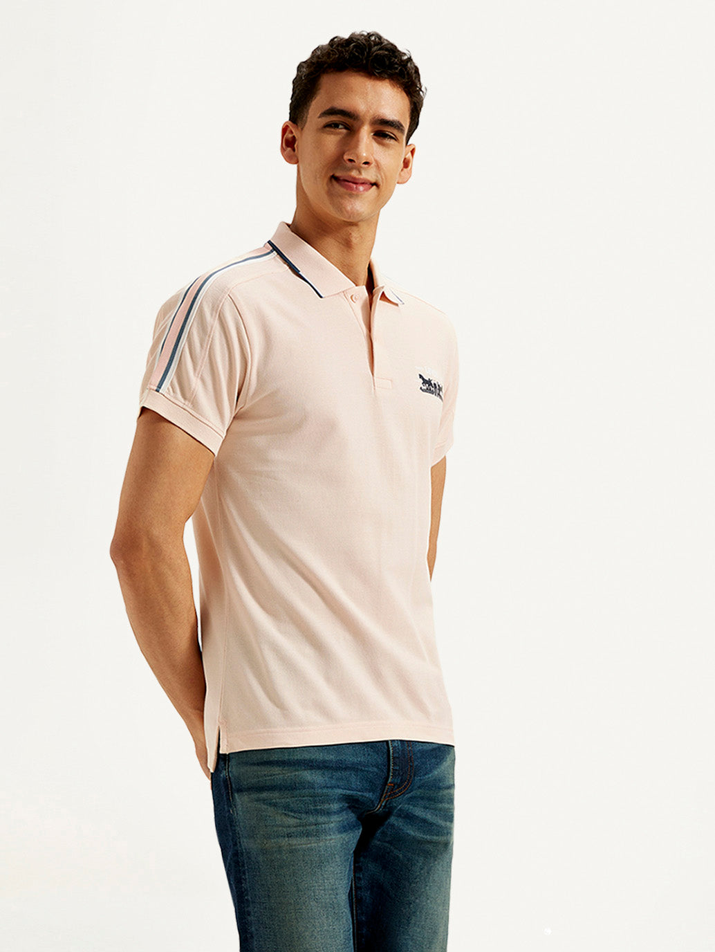 Men's Solid Slim Fit Polo T-shirt - Side View