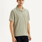 Men's Textured Khaki Slim Fit Polo T-shirt - Side View