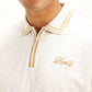 Men's Knitted Off-White Polo T-shirt - Detail View