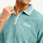 Men's Knitted Teal Polo T-shirt - Detail View